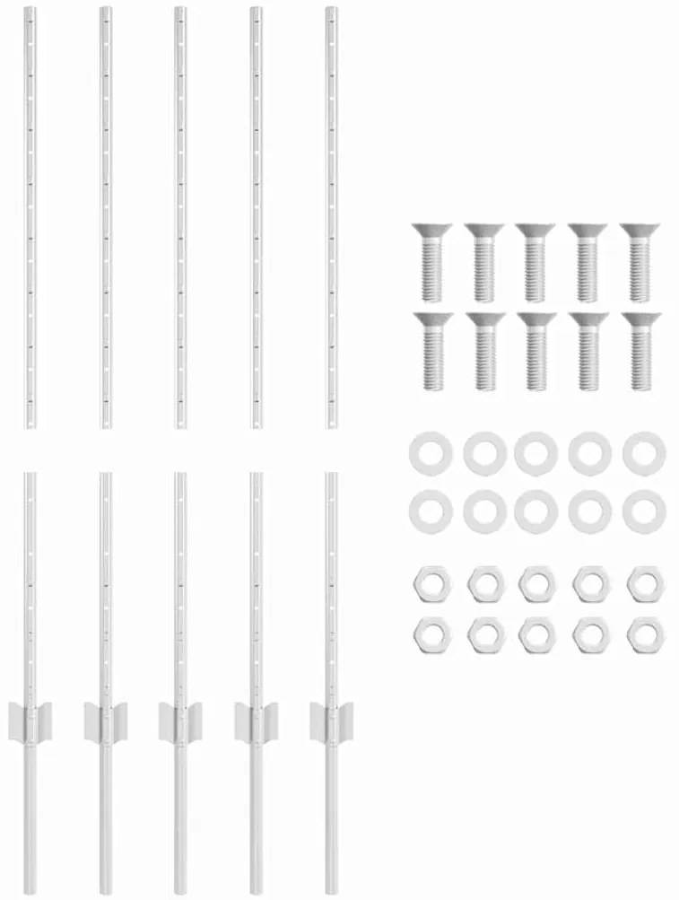 vidaXL Στήλοι Φράκτη 10 pcs Ασημί 100 cm Γαλβανισμένος χάλυβας