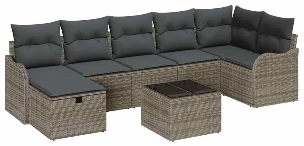 vidaXL Σετ Καναπέ Κήπου 8 pcs Γκρι 287.5 x 122.5 x 85 cm Πολυ ράταν