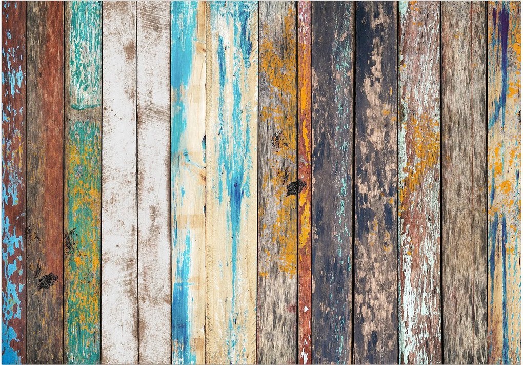 Αυτοκόλλητη φωτοταπετσαρία - Wooden Rainbow - 441x315