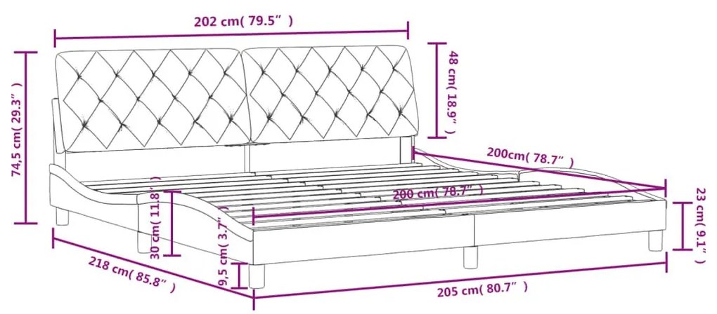 Πλαίσιο Κρεβατιού με Κεφαλάρι Ροζ 200x200 εκ. Βελούδινο - Ροζ