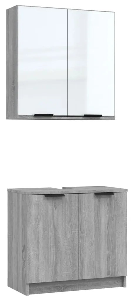 vidaXL Σετ Επίπλων Μπάνιου 2 Τεμαχίων Γκρι Sonoma Επεξεργασμένο Ξύλο