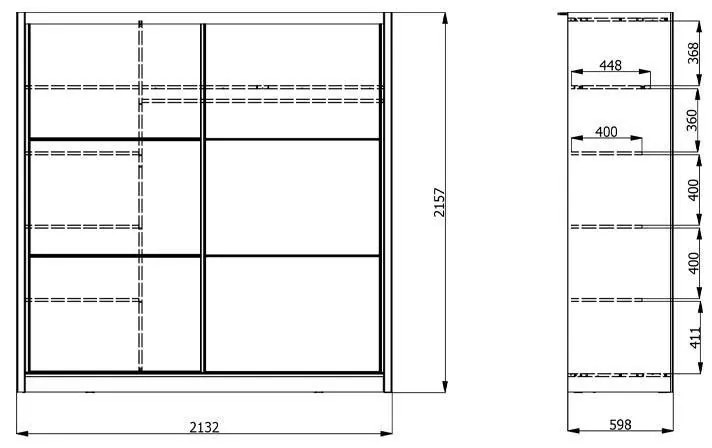 Ντουλάπα Navara 215 OG με Καθρέφτη Γκρί Δρύς 213x60x215,5 εκ. 213x60x215.5 εκ.