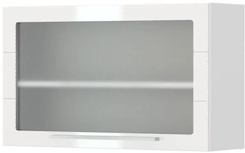 Ντουλάπι κρεμαστό Hudson V5-90-1KSP με βιτρίνα-Λευκό - Λευκό γυαλιστερό - 90.00Χ32.00Χ55.00cm