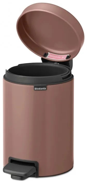 Κάδος με πεντάλ Brabantia NewIcon 1008837, 3 L, Ομαλό κλείσιμο, Αντιολισθητική βάση, Σατινέ φινίρισμα, Καφέ