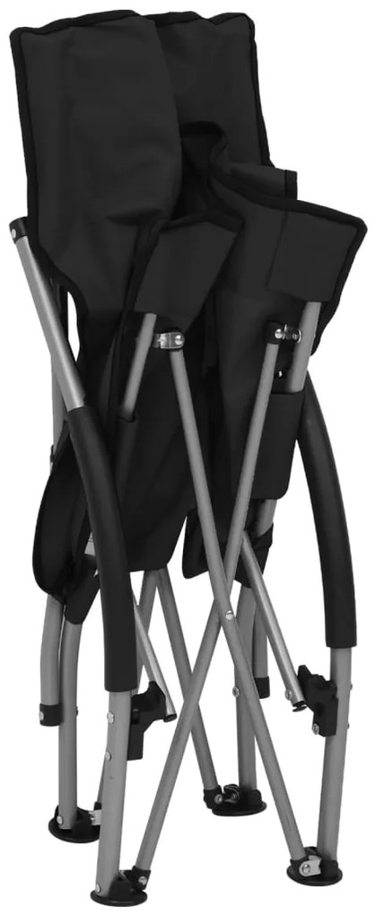 vidaXL Καρέκλες Παραλίας Πτυσσόμενες 2 τεμ. Μαύρες Υφασμάτινες