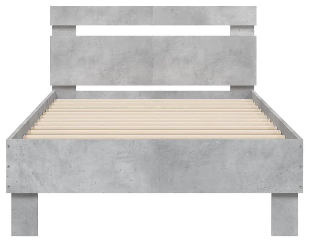 Πλαίσιο Κρεβατιού με Κεφαλάρι Γκρι Σκυρ. 100x200 εκ. Επεξ. Ξύλο - Γκρι