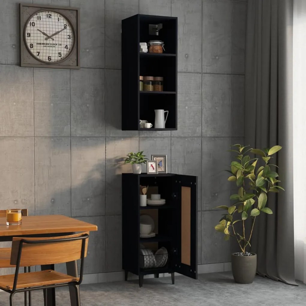 vidaXL Ντουλάπι Μαύρο 34,5 x 34 x 180 εκ. από Επεξεργασμένο Ξύλο