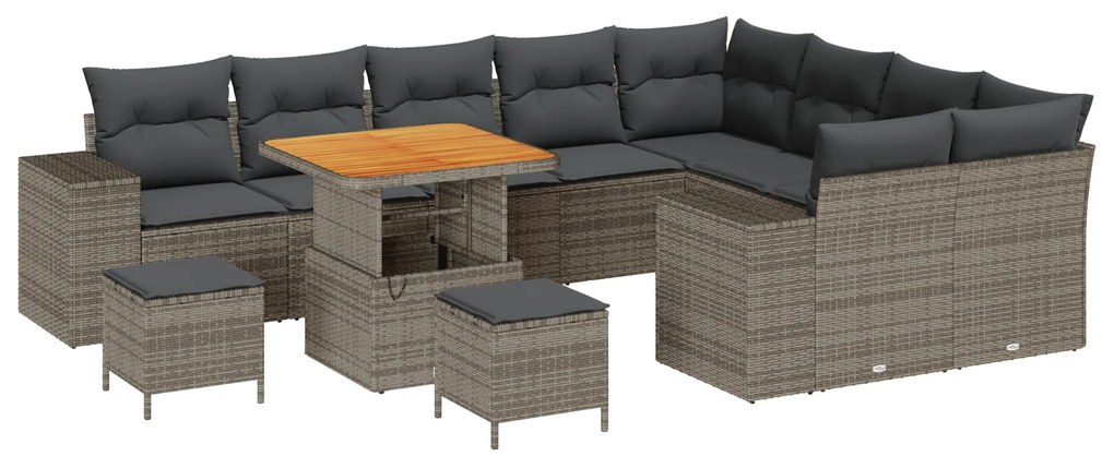 vidaXL Σετ Καναπέ Κήπου Ρυθμιζόμενο ύψος 12 pcs Γκρι συνθετικό ρατάν