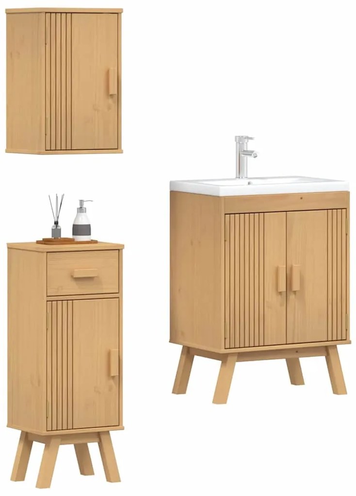 vidaXL Σετ Επίπλων Μπάνιου με συρτάρι 3 pcs Καφέ 114 x 43 x 73.5 εκ.