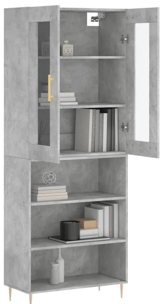 vidaXL Ντουλάπι Γκρι Σκυροδέματος 69,5x34x180 εκ. Επεξεργασμένο Ξύλο