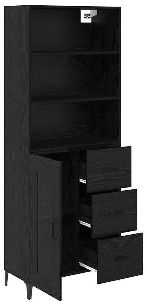 vidaXL Highboard Μαύρη Οξυά 69,5 x 34 x 180 εκ. Επεξεργασμένο ξύλο