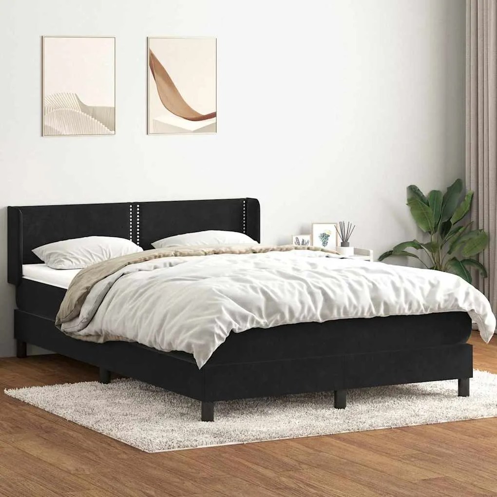 Box Spring Κρεβάτι με στρώμα Μαύρο 140x220 cm Βελούδινο