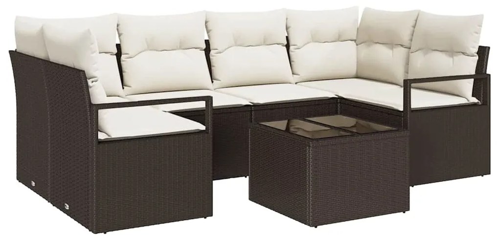 vidaXL Σετ Καναπέ Κήπου 7 pcs Καφέ, Κρέμα 55 x 55 x 37 εκ