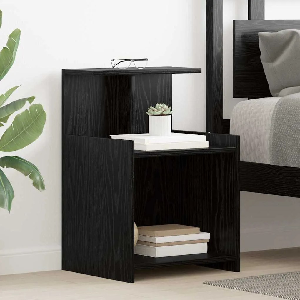 vidaXL Κομοδίνο 2 pcs Μαύρη δρυς 40 x 35 x 60 εκ. Επεξεργασμένο ξύλο