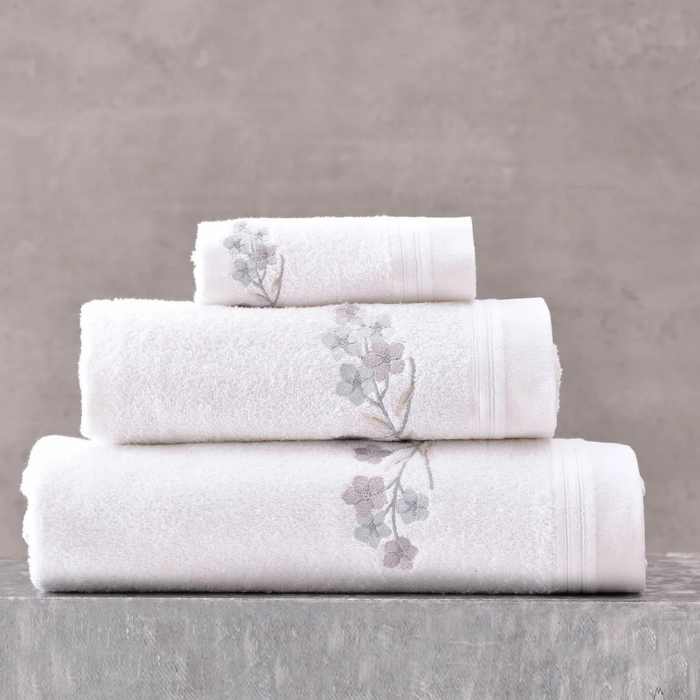 Πετσέτες Μπάνιου (Σετ 3τμχ) Rythmos Jolie White - Grey 470gsm