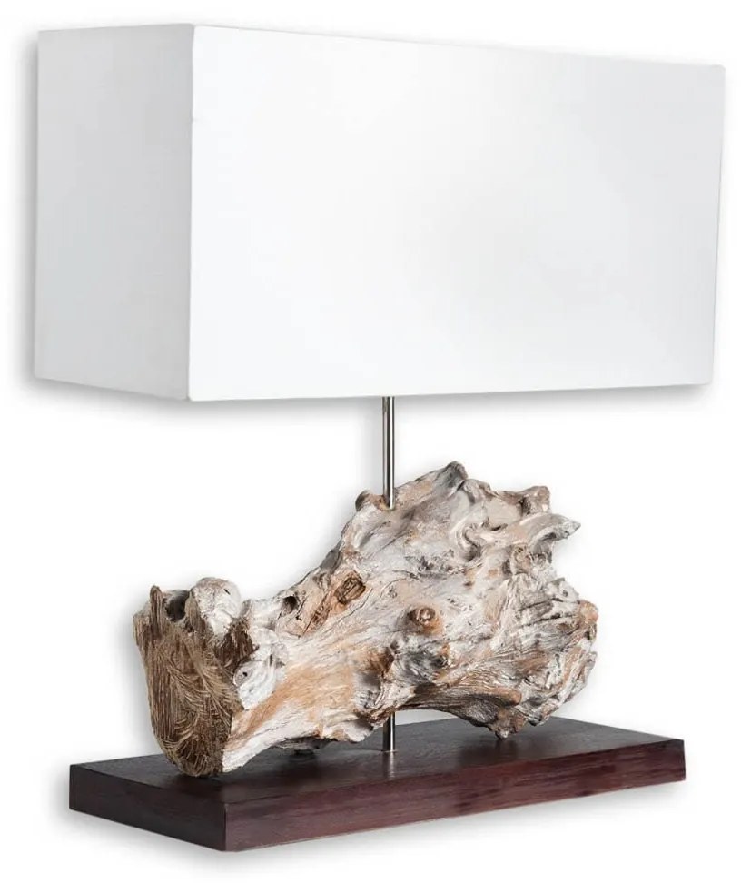 Table Lamp S Line Σετ Με Λευκό Υφαμάτινο Καπέλο Χειροποίητο Ξύλινο SS68-0091