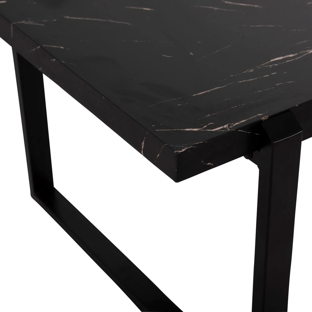 Τραπεζάκι σαλονιού SHABEN C9585.01 MDF Μαύρο Μάρμαρο με Μαύρη Μεταλλική Βάση 120x56X45Yεκ. 120x60x46 εκ.