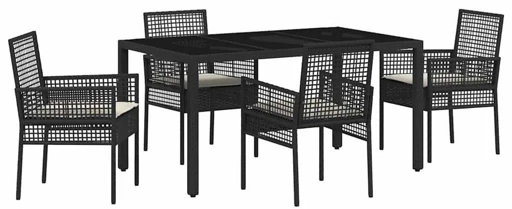 vidaXL Σέτ φαγητού για κήπο 5 pcs Μαύρο Πολυ ράταν