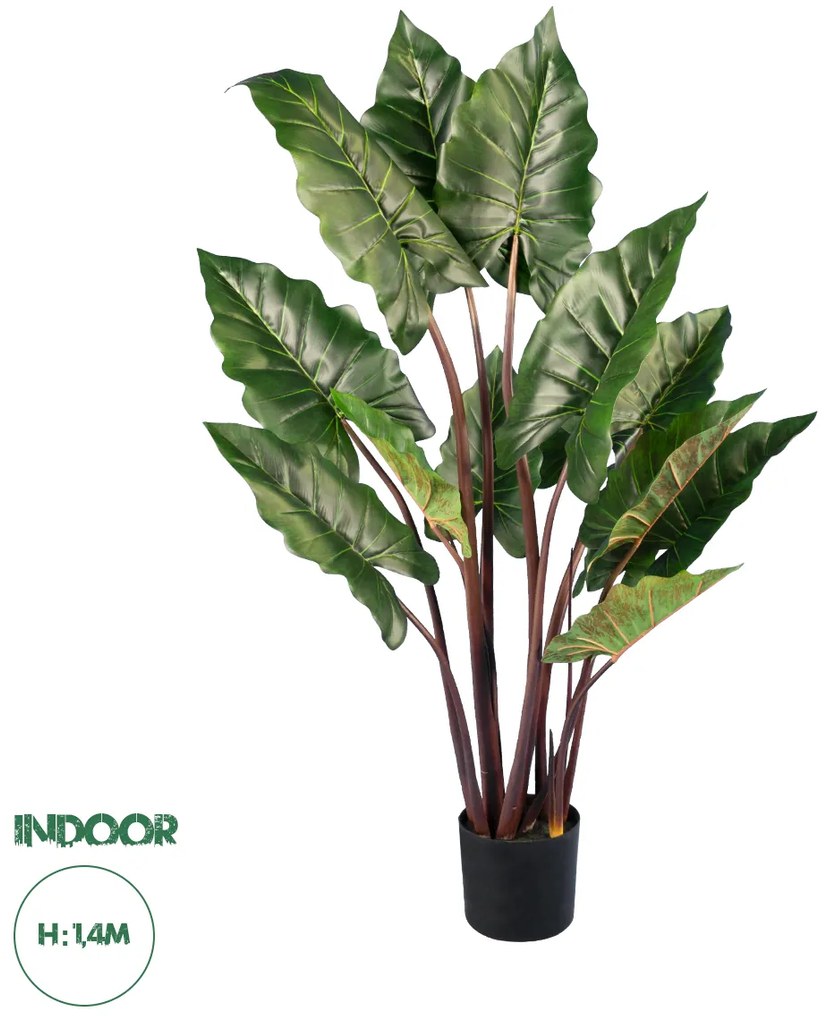 20055 GloboStar® Artificial Garden RAINBOW TARO 20055 Τεχνητό Διακοσμητικό Φυτό Κολοκασία Υ140cm