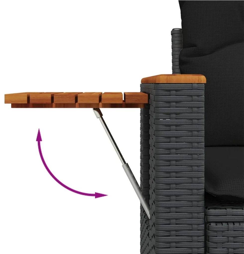 vidaXL Σαλόνι Κήπου 8 Τεμαχίων Μαύρο από Συνθετικό Ρατάν με Μαξιλάρια