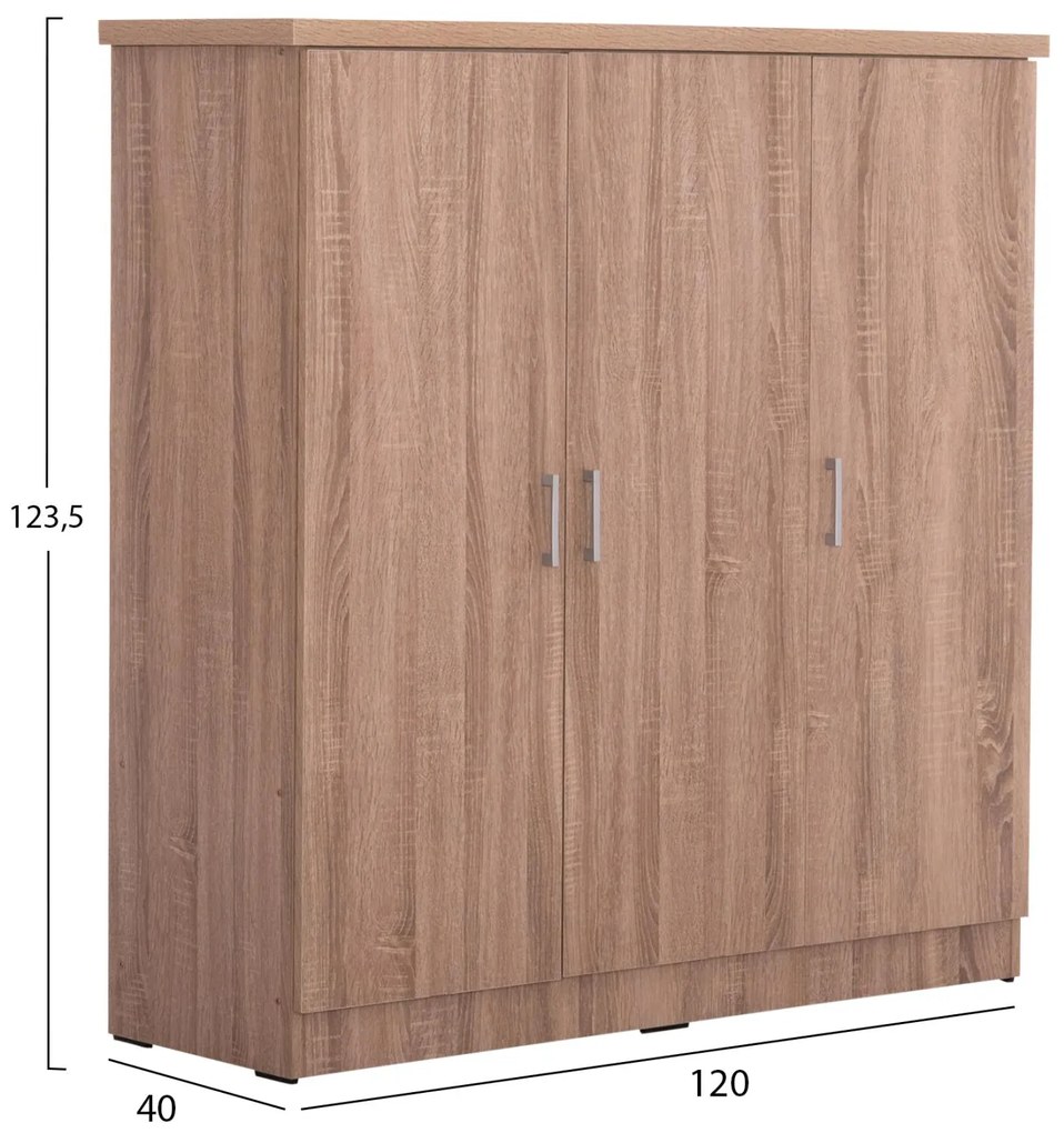 Ντουλάπα FUENTO Τρίφυλλη με Ράφια σε Sonoma Oak Μελαμίνη 120x40x123,5Υεκ. 120x40x123.5 εκ.