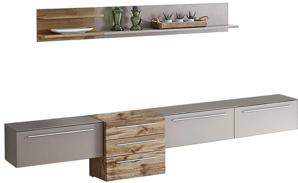 Σύνθεση τοίχου Binz-2 Γραφίτης+Βασάλτης 300x206x43-37cm