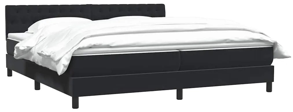 vidaXL Κρεβάτι Boxspring με Στρώμα Μαύρο 180x210 εκ. Βελούδινο