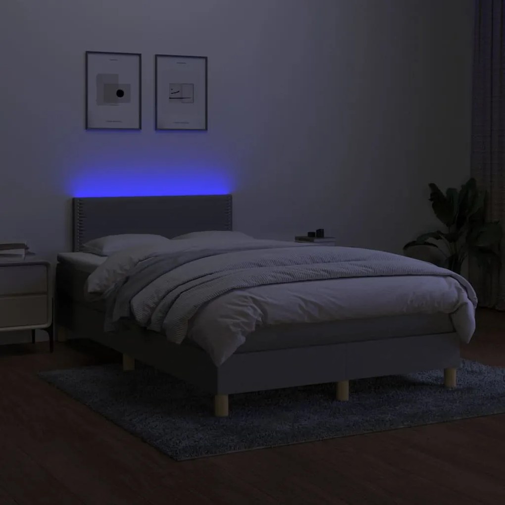 vidaXL Κρεβάτι Boxspring με Στρώμα & LED Αν.Γκρι 120x200 εκ Υφασμάτινο