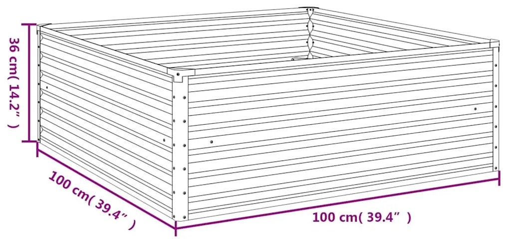 vidaXL Ζαρντινιέρα 100 x 100 x 36 εκ. από Ατσάλι Σκληρυθέν στον Αέρα