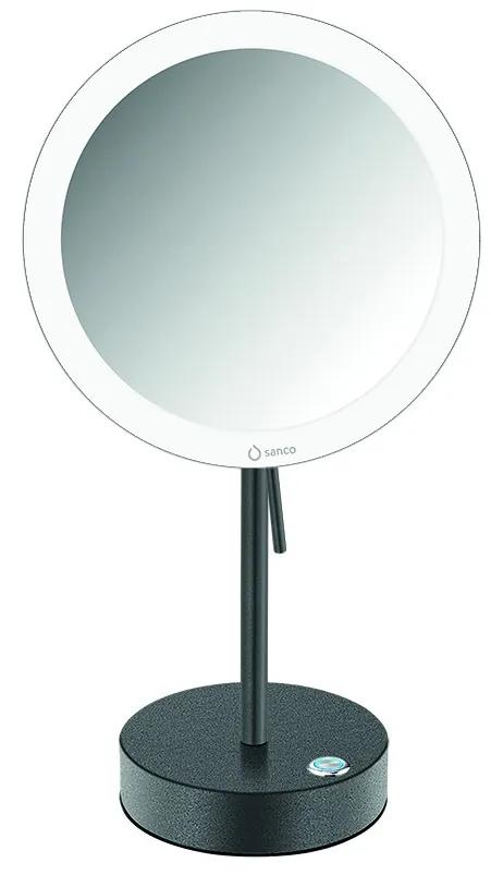 Καθρέπτης Μεγεθυντικός x3 Led Μπαταρίας 4xAA Επικαθήμενος Ø20xH36,5 cm Graphite Dark Sanco Cosmetic Mirrors MRLED-903-122