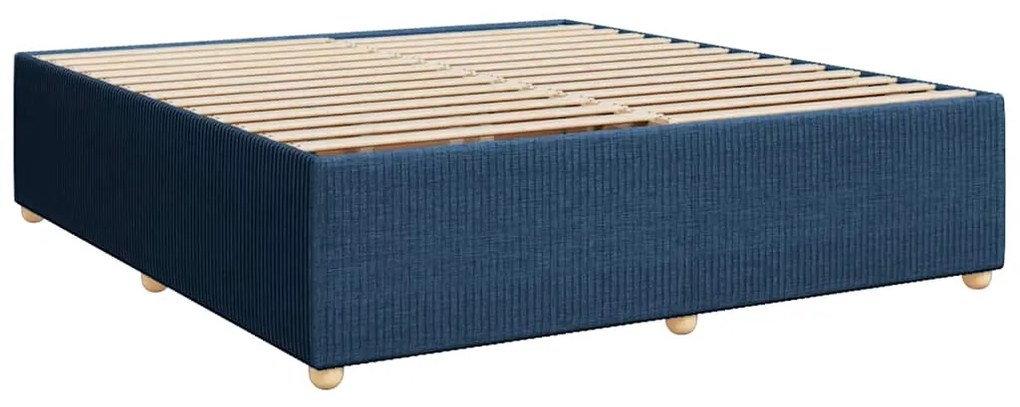 vidaXL Κρεβάτι Boxspring με Στρώμα Μπλε 200x200 εκ. Υφασμάτινο