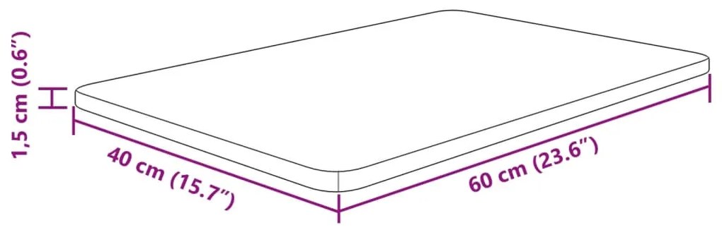 vidaXL Πάγκος Μπάνιου Αν. Καφέ 60 x 40 x 1,5 εκ. Επεξ. Μασίφ Ξύλο