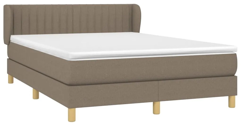 vidaXL Κρεβάτι Boxspring με Στρώμα Taupe 140x200 εκ. Υφασμάτινο