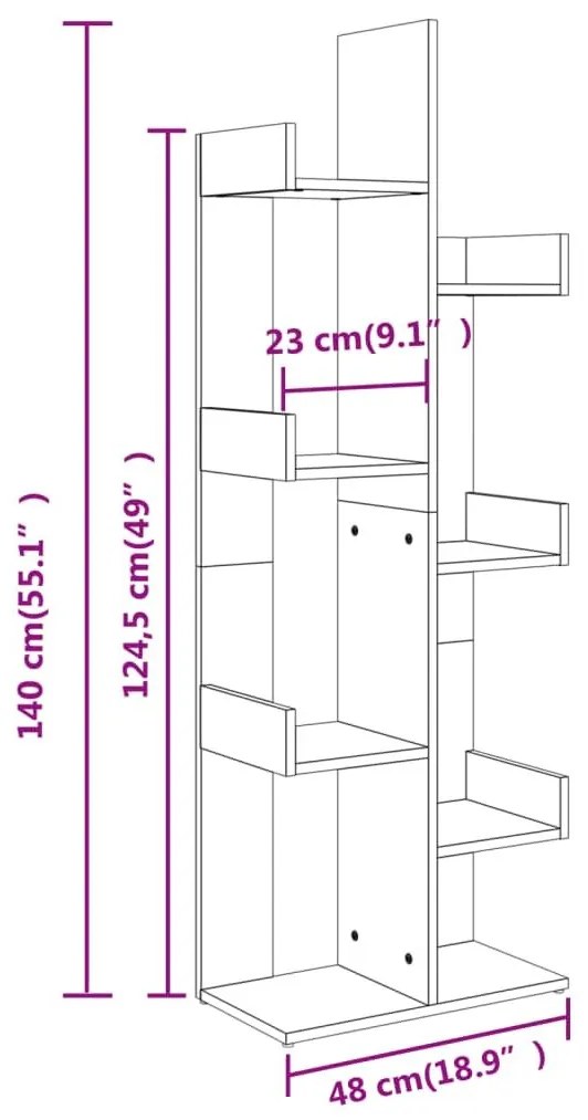 Βιβλιοθήκη Γκρι Σκυροδέματος 48 x 25,5 x 140 εκ από Επεξ. Ξύλο - Γκρι