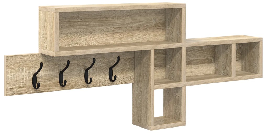 vidaXL Τοίχου Κρεμάστρα με ράφι με αποθήκευση Sonoma Oak 100 x 12 x 43.5 εκ