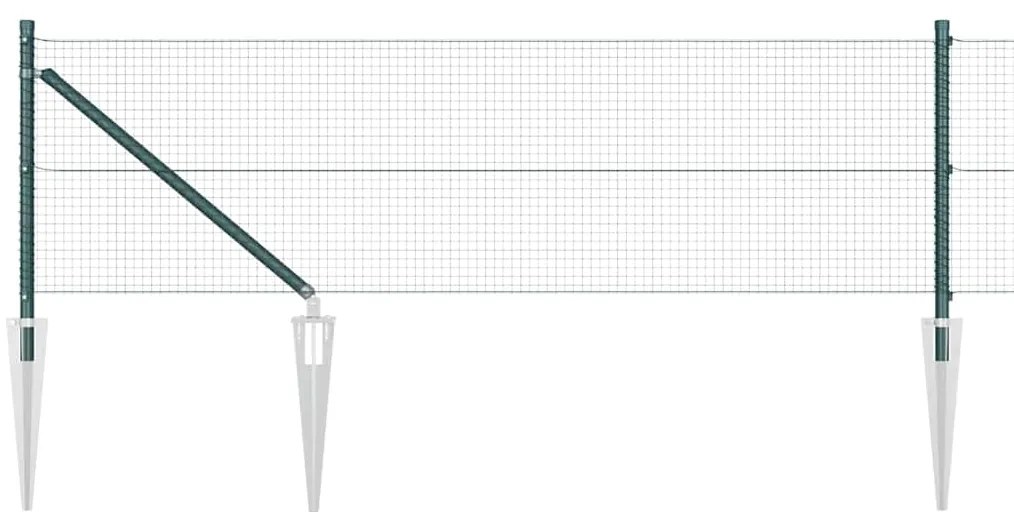 vidaXL Φράχτης με Στήλες. Πράσινο 0.8 x 10 m Ατσάλι