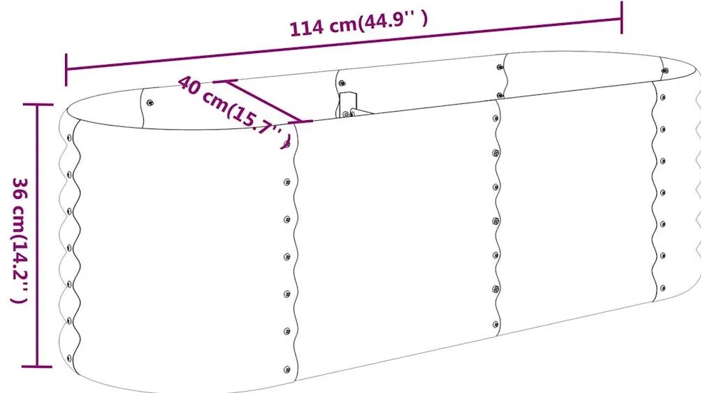 vidaXL Ζαρντινιέρα Υπερυψ. Ανθρακί 114x40x36 εκ. Ατσάλι Ηλεκτρ. Βαφή