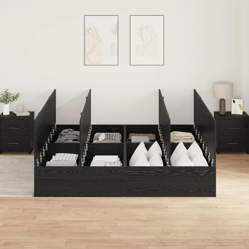 vidaXL Κρεβάτι αποθήκευσης Μαύρη βελανιδιά 200x200 εκ