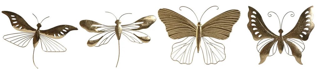 Διακόσμηση τοίχων Home ESPRIT Χρυσό Πεταλούδα 36 x 3 x 26 cm (4 Μονάδες)