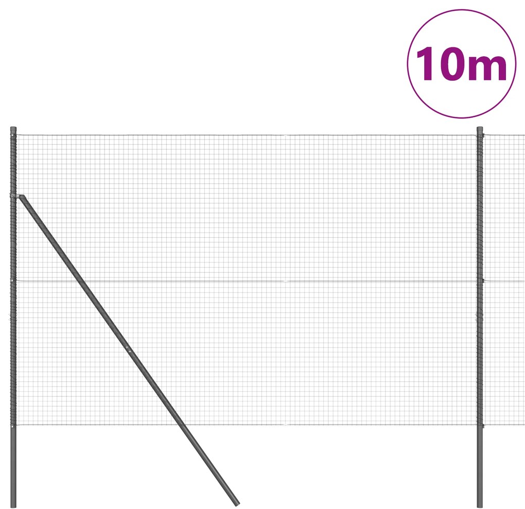 vidaXL Σετ Στύλων Φράχτη Σετ των 2 Γκρι Μέταλλο 10 x 1.5 μέτρα