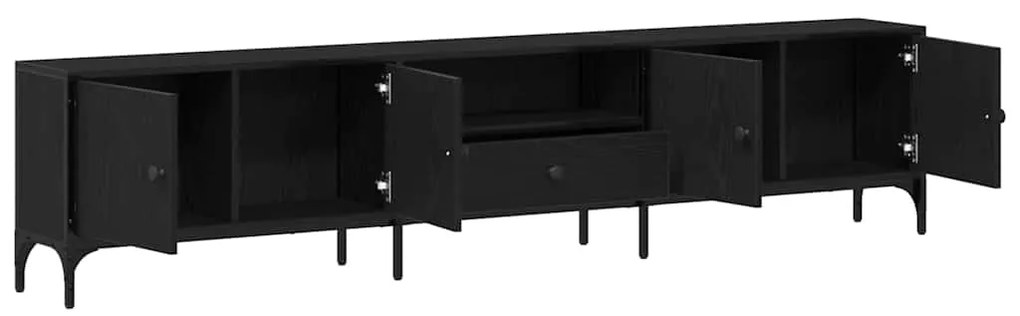 vidaXL Ντουλάπι TV Μαύρη δρυς 200 x 25 x 44 εκ Επεξεργασμένο ξύλο