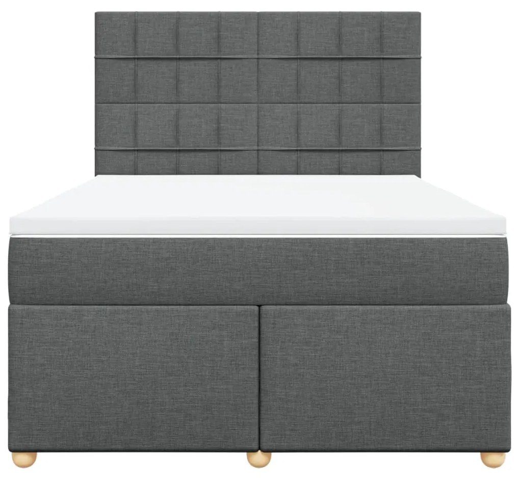 vidaXL Κρεβάτι Boxspring με Στρώμα Σκούρο Γκρι 140x200 εκ Υφασμάτινο