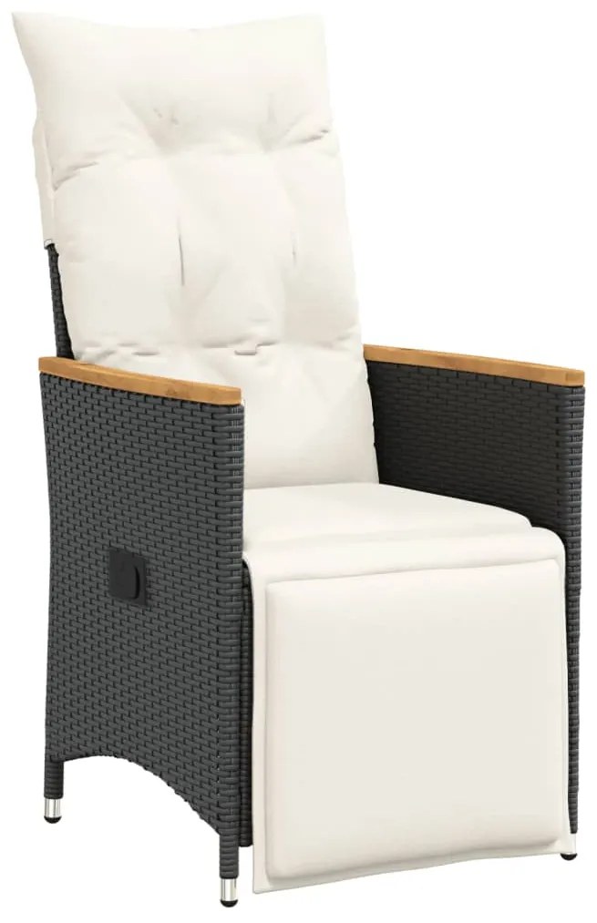 vidaXL Σετ Τραπεζαρίας Κήπου 7 Τεμ. Μαύρο Συνθετικό Ρατάν με Μαξιλάρια