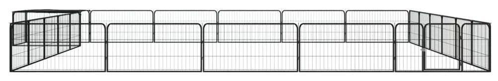 vidaXL Παρκοκρέβατο Σκύλου 24 Πάνελ Μαύρο 100x50εκ Ατσάλι Βαφή Πούδρας