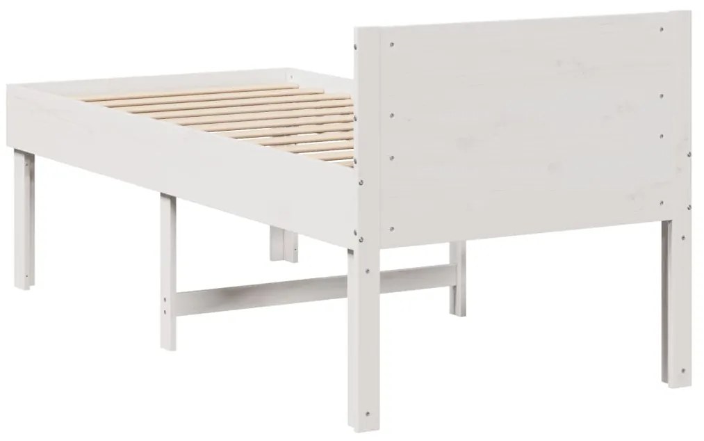 vidaXL Σκελετός Κρεβ. Χωρίς Στρώμα Λευκό 75x190 εκ Μασίφ Πεύκο