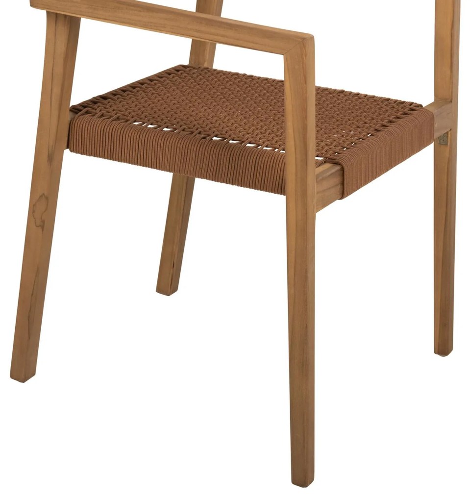 Πολυθρόνα CHARLOTTE Ξύλο Teak Φυσικό και Καφέ Σχοινί 59x54x83Y εκ. 59x54x83 εκ.