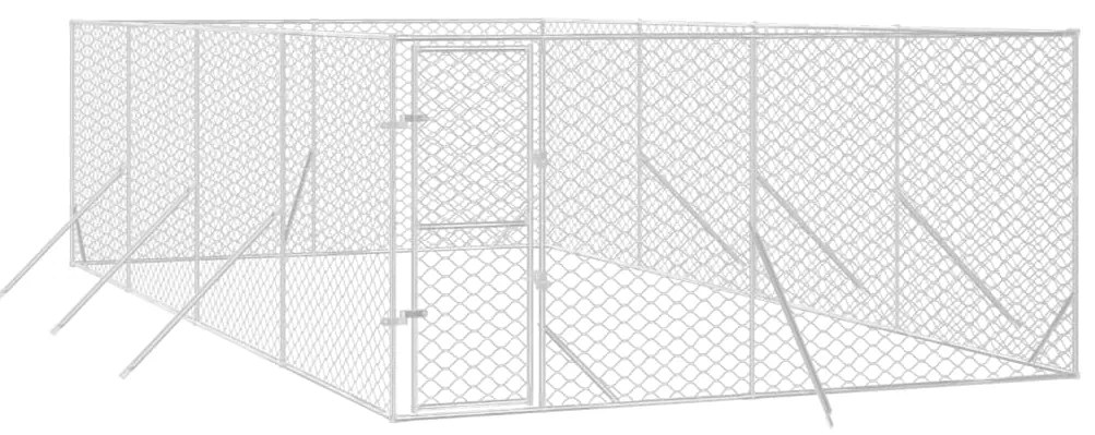 vidaXL Κλουβί Σκύλου Εξωτερ. Χώρου Ασημί 4x8x2 μ. από Γαλβαν. Ατσάλι