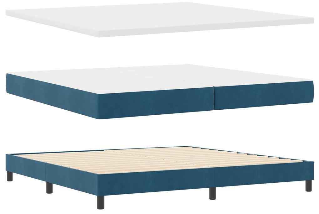 vidaXL Κρεβάτι Box Spring με Στρώμα Σκούρο Μπλέ 200x200 εκ Βελούδο