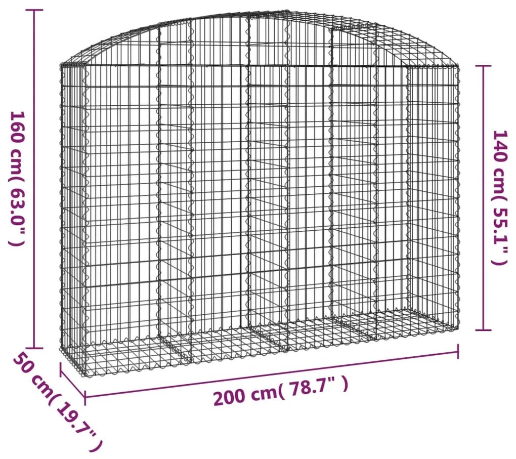 vidaXL Συρματοκιβώτιο Τοξωτό 200x50x140/160εκ. από Γαλβανισμένο Χάλυβα