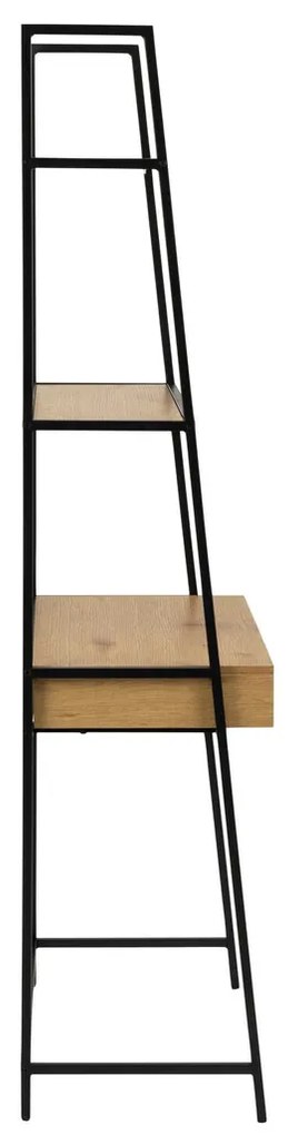 Τραπέζι γραφείου Oakland H166, Με συρτάρια, 71x77x36cm, Μαύρο, Άγρια δρυς